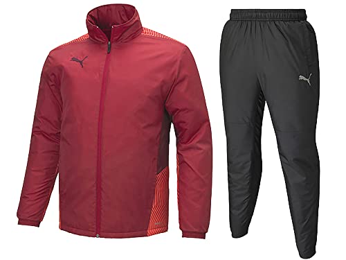 PUMA (プーマ) PUMA 中綿入り ウインドブレーカー ジャケット・パンツ上下セット 657734/657735 フード付き (M, 01x03 チリペッパーｘブラック)
