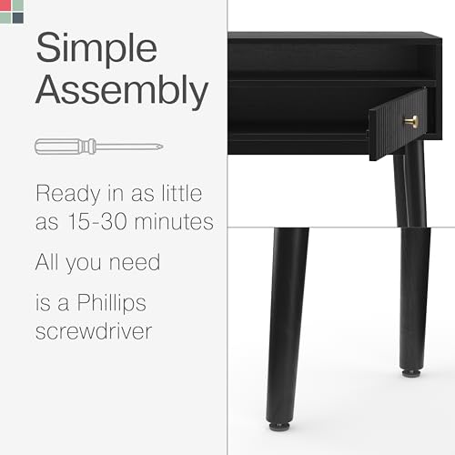 Stead Fluted Console Table with Swing Doors - Narrow Console Table with Storage Behind Couch - Solid Wood Accent for Hallway, Entryway & Living Room Furniture - 43 x 12 x 32 in, Black Veneer by Stead - Image 7