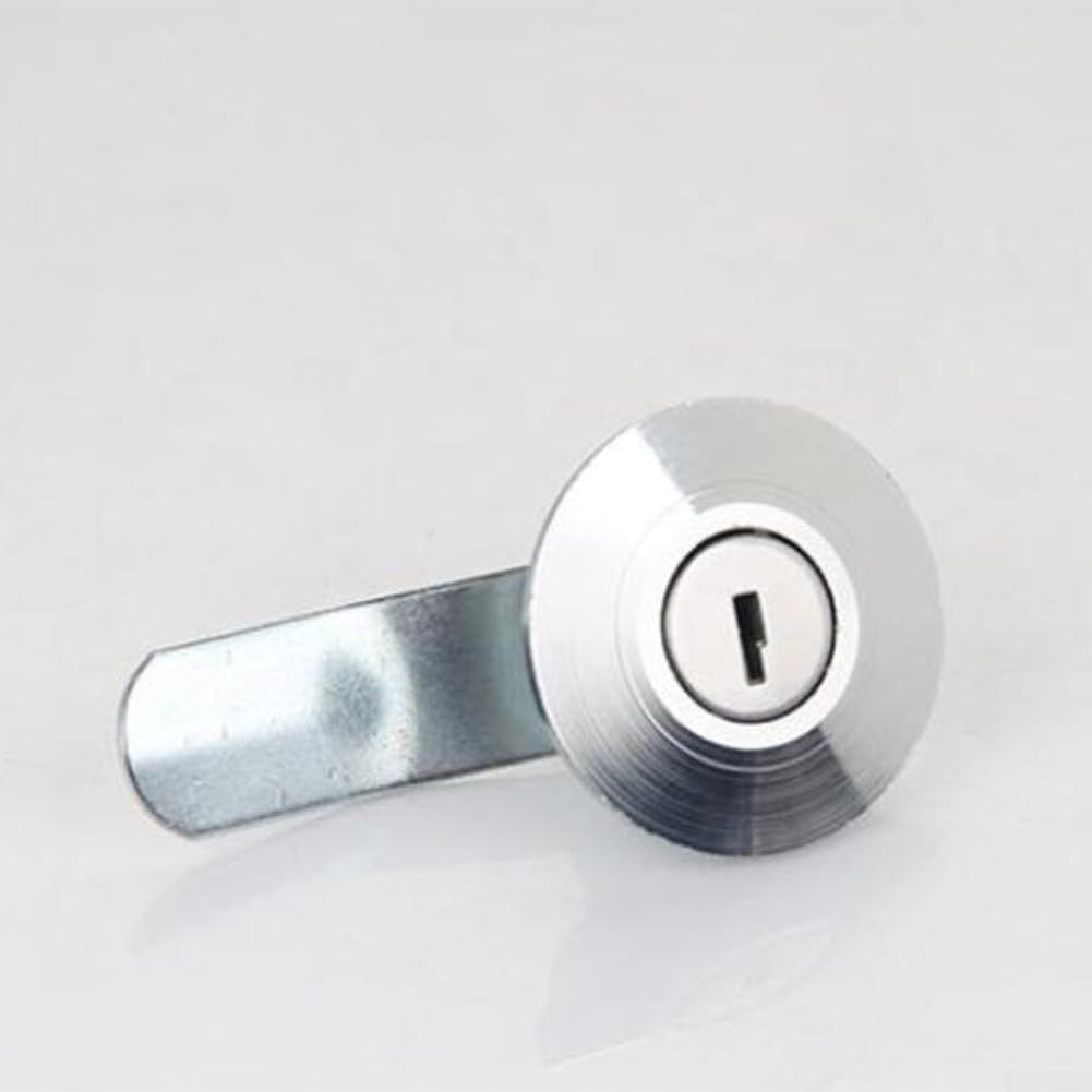 Industrial Cam Lock for Electrical Cabinet, Distribution Box and Equipment Locker, Heavy Duty Round Zinc Alloy Door Lock with Key, Silver Finish(A)