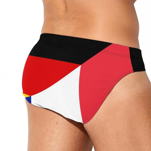 France and Germany Flag Printed Swim Briefs for Men Sexy Bikini Swimwear Elastic Beach Trunks Bathing Suit4