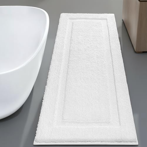 SHACOS Large Soft Bathroom Rugs 24"x60" Long Bath Runners Non Slip Washable Absorbent Bath Mats Carpets Bathroom Tub Double Sink Vanity Floor Mats, White 2'x5' by SHACOS - Image 7