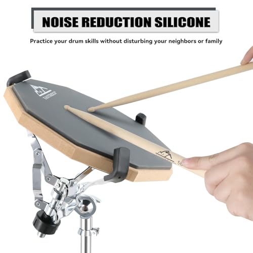 EASTROCK 12 Inches Practice Drum Pad with Stand Double Sided Drum Pad,Gray by EASTROCK - Image 4