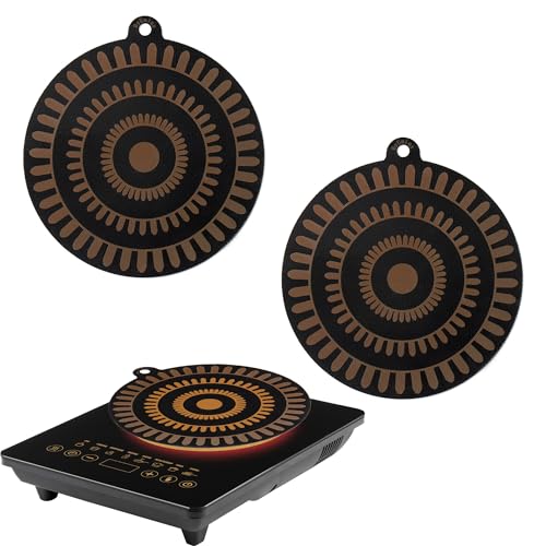Thermochromic Silicone Induction Cooktop Protect Mat, 2 PCS Multifunctional Silicone Mat for Induction Cooktop (9.5 inches)