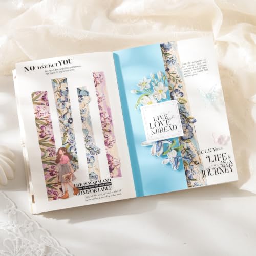 Image of Flower Washi Tape Set,6 Rolls Floral Aesthetic Tape Stickers for Scrapbook