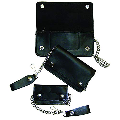 Black Leather Trucker Wallet With Chain - Biker Snap Wallet (Small)4