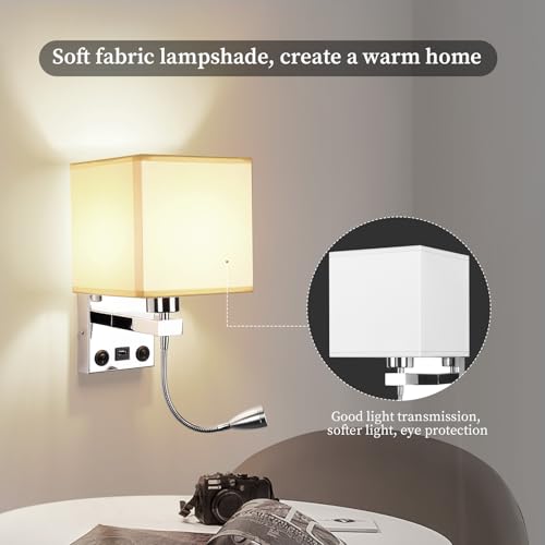 Lámpara de pared moderna E27 con iluminación LED orientable e interruptores dobles 4