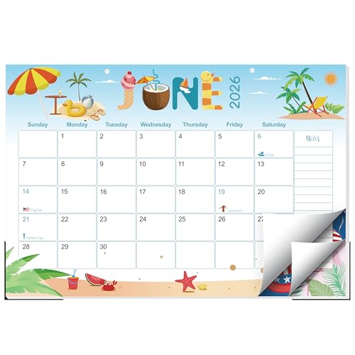 Guasslee Desk Calendar 2026-2027, 19-Month School Year Calendar, 2026 Jun. - 2027 Dec, 17"x11.5" Large Monthly Desk Planner with Corner Protectors, Ample Blocks ＆ Notes for Home Office
