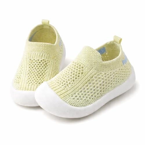 Tênis Sapatinho Meia Infantil Antiderrapante para Primeiros Passos, Bebê 0-36 Meses, Malha Flexível, Ultra Leve 28g, Unissex, Cinza, Azul, Amarelo ou Rosa