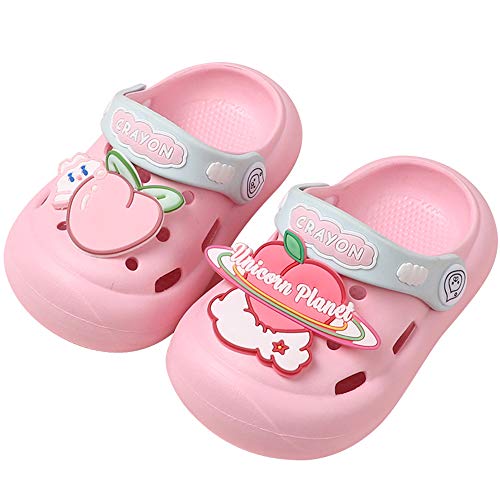 NEUSOP Kinder Clogs Pantoletten Jungen Mädchen Dinosaurier Leicht Sommer Gartenschuhe Bequeme Atmungsaktiv Sandale rutschfest Strand Hausschuhe,Pink,20/21EU Cover