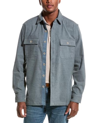 Vintage 1946 Men's Brushed Heather Shirt Jacket, Med Blue HTHR, Large