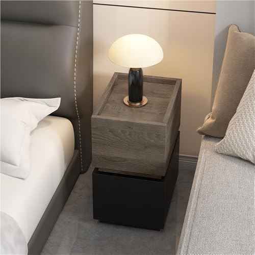 HJYBFA Mesita de Noche Moderna Madera Maciza con 3 cajones y Mueble de Almacenamiento Forrado en Cuero, Ideal para Dormitorio y Sala de Estar (Gris, 15.7 Pulgadas)