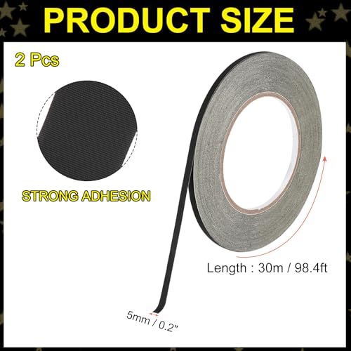 Image of MECCANIXITY 2Pcs Insulating Acetate Roll Cloth Adhesive Tape, 0.2in x 98ft Black Electrical Heat Resistant Fabric Tape for Laptop Electric Automotive Guitar Repair Wire Harness