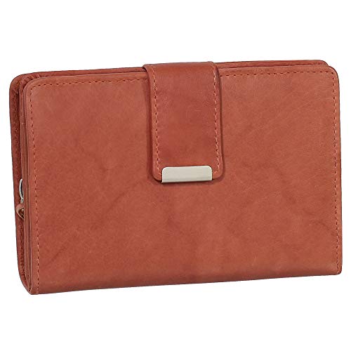 Ledershop24 RFID Damen Leder Geldbörse Portemonnaie Geldbeutel - Geschenkset + exklusiven Schlüsselanhänger - Farbe Chianti-Rust