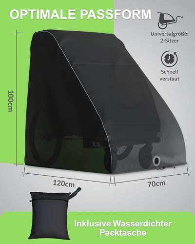 Universal Fahrradanhänger Abdeckung als Regenschutz und Sonnenschutz für Thule, Croozer Qeridoo,Hundeanhänger oder Kinderwagen -Perfektes Zubehör als Faltgarage und Regenverdeck
