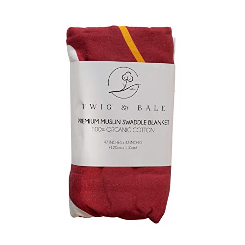 Image of Twig & Bale USC Trojans Baby Blanket Organic Cotton Muslin Swaddle Blanket - 47 inch x 43 inch - Fans of USC Baby Gift for Boys Girls Newborn Receiving Blankets