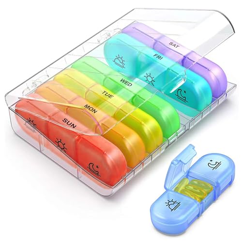 Pilulier Semainier Matin Midi Soir, Semainier Medicament 7 jours 21 Compartiments 3 Fois par Jour, Grand Pilluliers Medicaments, Pilulier Hebdomadaire Boîte...