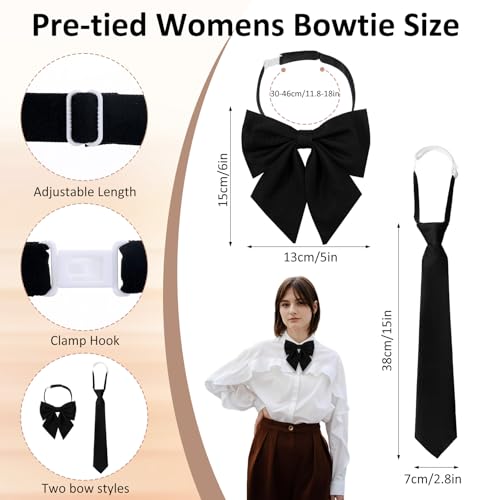Image of Tucnoeu Bow Tie for Women - 2Pcs Women's Bow Ties,Pre-tied Adjustable Bowties