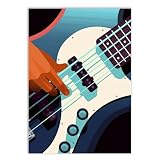 Placa Quadro Decorativo Guitarra Azul Ilustração Vetor Decoração Poster Quarto Sala
