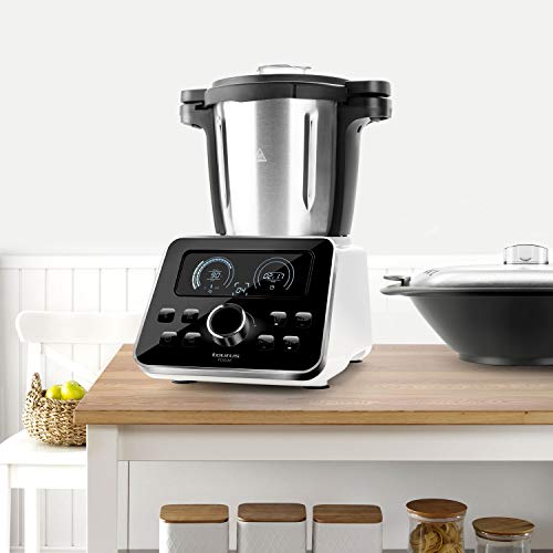 Taurus-Foodie-Robot-de-Cocina-multifuncion-Recetas-Incluido-31-Funciones-Bascula-integrada-Libre-de-BPA-1500-W-35-litros-44-Decibeles-Acero-Inoxidable-Negro-INOX