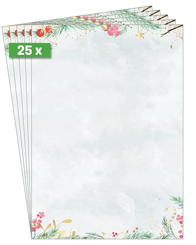 SIGEL DP608 クリスマスモチーフペーパー「クリスマスマジック水彩画」-グレー-90GSM-A4-25シート。