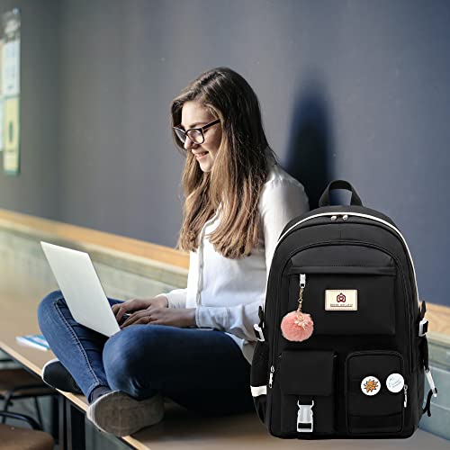 Hidds Laptop Backpacks 15.6 Inch School Bag College Backpack Anti Theft Travel Daypack Large Bookbags For Teens Girls Women Students (Black) #TOP7