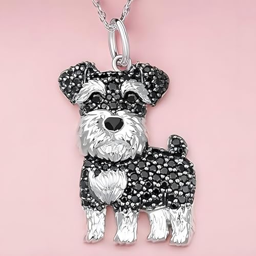 Chaîne plaquée argent alliage de zinc avec pendentif schnauzer