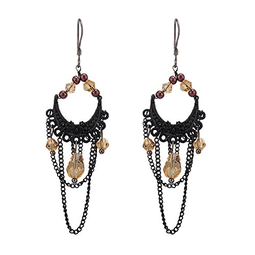 Brass Boucles d'oreilles argent marron pierres Noir Pendentifs, Chaînes Cover