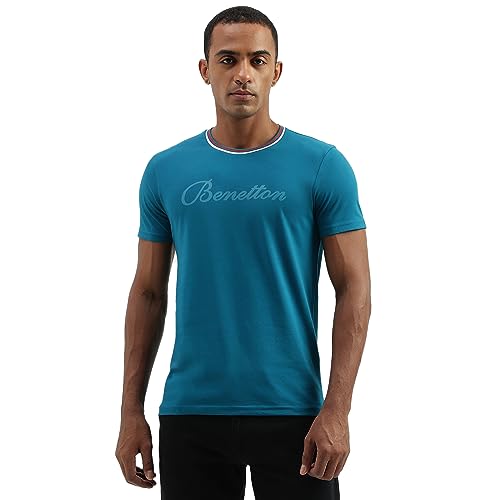Image of UNITED COLORS OF BENETTON Men's Cotton Solid Regular Fit T-Shirt