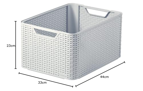 Panier de rangement Curver 30L gris rectangulaire aspect rotin - 6