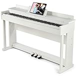 Artist Hand Digital Piano 88 Weighted Keys Hammer Action, Full Size 88 Key Piano Keyboard Weighted Electric Piano, Piano Keyboard 88 Keys with 3 Pedals, Dual Stereo Speakers, Furniture Stand, White