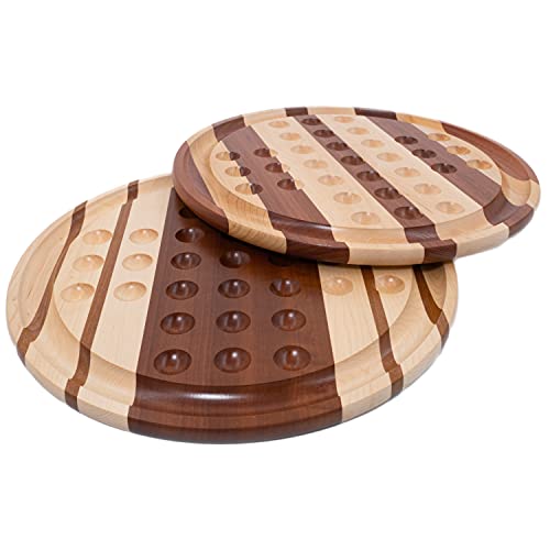 Handmade Marble Solitaire Board Game W/Glass Marbles (16", Bold Stripes) #TOP4