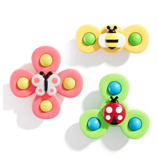 3PCS Suction cup spinner toys for 1 2 Year old boys|Spinning top baby toys 12-18 months|First birthday baby gifts for 1 Year old girls|Sensory toys for toddlers 1-3