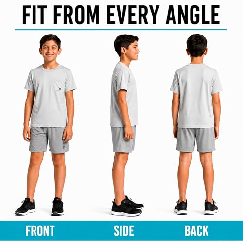 Image of RBX Boys Short Set - 2 Piece Active Performance Short Sleeve Athletic Shirt and Basketball Shorts with Elastic Waistband