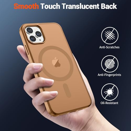 Image of SUPFINE Magnetic for iPhone 11 Pro Max Case Brown | (Compatible with MagSafe)(Military Grade Drop Protection)Shockproof Translucent Matte Phone Cover
