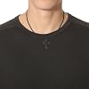 COAI Black Obsidian Cross Necklace for Men Women, Confirmation Necklace Leather Cord/Stainless Steel Chain