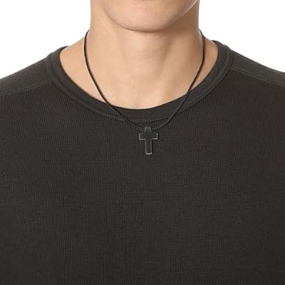 COAI Black Obsidian Cross Necklace for Men Women, Confirmation Necklace Leather Cord/Stainless Steel Chain