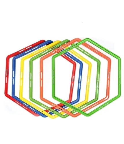 OISE ART STORE Trade Shop - Set 6pz Cerchi Piatti Allenamento Agilità Esagonale per Calcio Fitness da 50cm