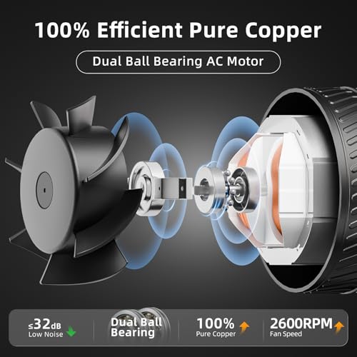 Image of 4 Inch Inline Fan with Switch,Inline Duct Fans High-Efficiency Exhaust Duct Fan, Low Noise HVAC Ventilation in Grow Tents, Basements, Bathrooms, Kitchens, and Attics