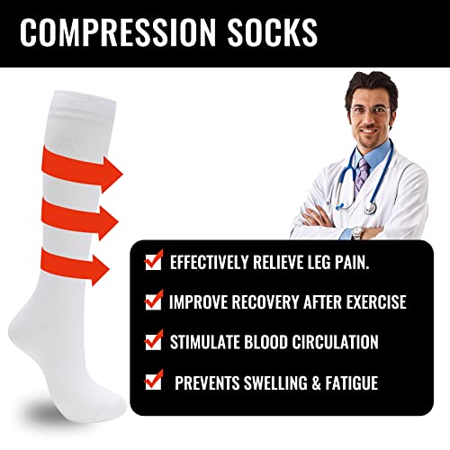 Image of fenglaoda Compression Socks for Women Men 3 Pairs Graduated Compression Support Circulation Socks for Nurses