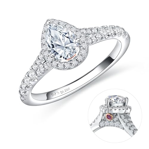 Moissanite Engagement Ring, D Color VVS1 Clarity, 1.2-1.7CT, 925 Sterling Silver with 18K White Gold Plated, Cushion/Heart/Oval/Princess Cut Promise Rings for Women