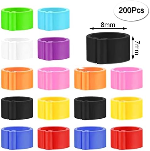 NA 200 Pcs Birds Foot Rings Plastic Poultry Colorful Leg Bands Opening Cuff Rings Pigeon Tags for Pigeons, Parrots, Chickens
