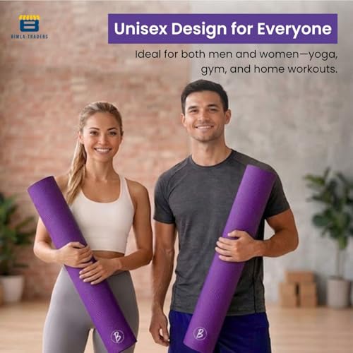 Image of Btag Premium PVC Yoga Mat for Women & Men | Anti-Slip Exercise & Gym Mat for Home Workouts | Lightweight & Durable | 6 mm (Purple)