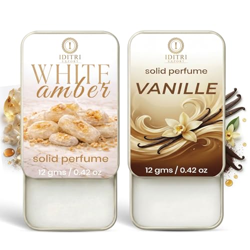 Image of Solid Perfume |Vanille&White amber Alcohol Free Wax Perfume Balm, Long Lasting | Pocket Tin 12g, Pack Of 2| Non Greasy Smooth Glide, Travel Friendly Unisex Gifts He Or Her