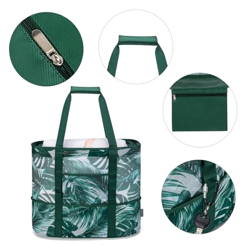 KABAQOO Mesh Beach Bag, Extra Large Beach Bags with 9 Pockets & Zipper Waterproof Lightweight Beach Tote for Beach/Pool Trip2