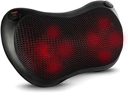 Sunanth Shiatsu Back Neck Massager,Deep Tissue Kneading Massage Pillow with 8 Heated Rollers for Shoulder,Cervical,Waist,Calf,Legs,Foot,Use at Home,Office and Car