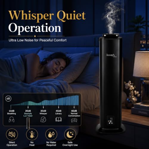 Image of SCENTYFY by STARQ Lux Tower Smart Air Scent Diffuser, Waterless Aroma Machine with App Control, Cold Atomization, Ultra Quiet No-Heat Technology for Home & Office with 300ml Starter Perfume