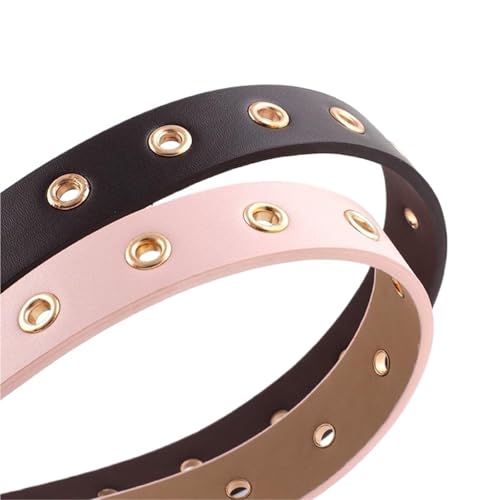 Women Decorative Belt Women Belt Peach Heart Buckle All Around Needle Belt Love Hollow Decoration Eyelet(White)3
