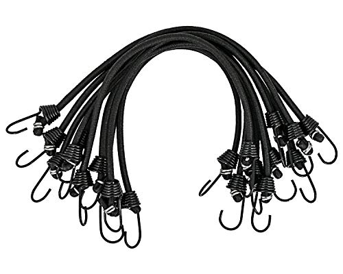 RIO Direct 9 Inch Mini Bungee Cords with Metal Hooks, Set of 10 Industrial Bungee Cords
