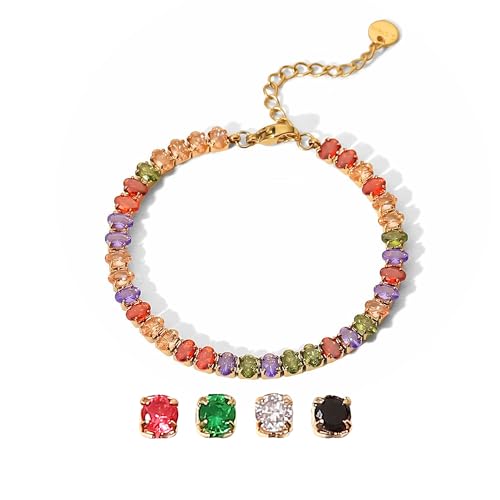 Bracelet rivière femme en acier plaqué or 18k et zircones 5mm haute brillance