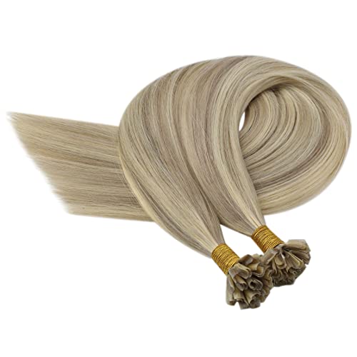 Bondings Extensions Blond #16/22 Goldblond Highlights Mittelblond U Tip Hair Extensions Keratin Blond Extensions Bonding 50cm 50g 50strands Cover